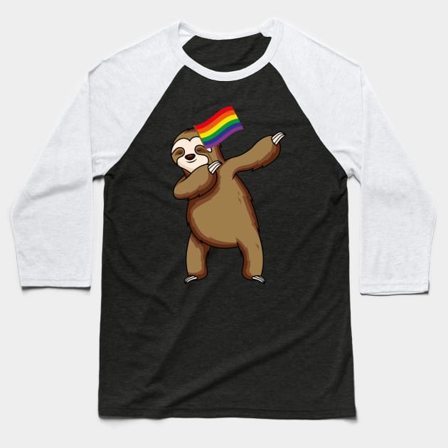 Sloth Dabbing Gay Lesbian Resis LGBT Flag Baseball T-Shirt by kateeleone97023